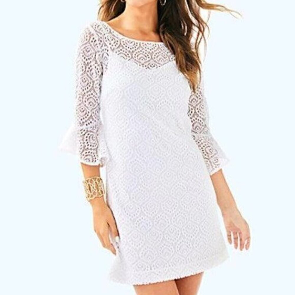 Lilly Pulitzer Fontaine Lace Dress In Resort White Gypsea Lace White Size S NWT